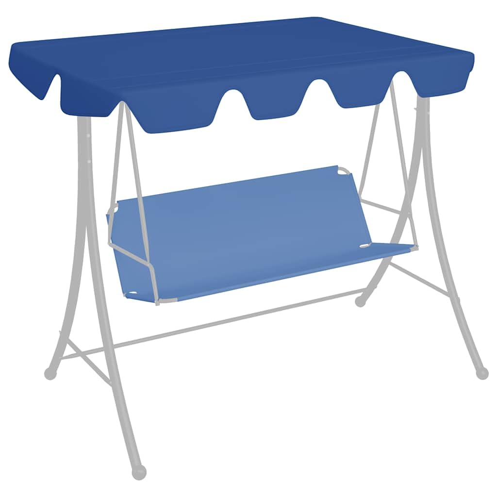 Toit de rechange pour balancelle - Bleu - 150/130 x 105/70 cm - Bâche imperméable revêtue de PVC - Résistante aux UV - Protection solaire d'extérieur - Bâche résistante aux intempéries