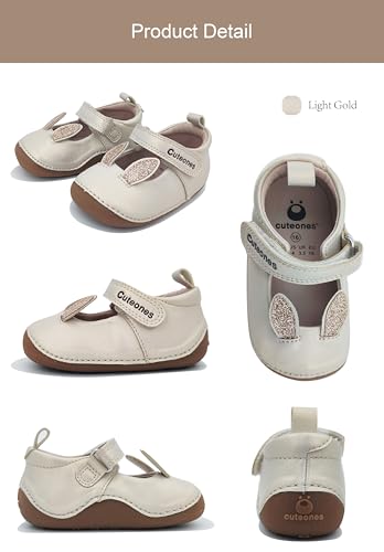 Baby Rabbit Ear Shoes, Microfiber Leather, Hook and Loop Strap, Non-Slip First Walking Flats2