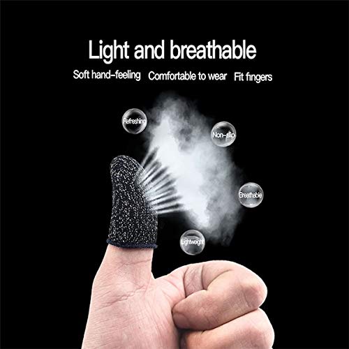 Image of Thumb & Finger Sleeve for Mobile Game with Super Conductive Fiber Fabric, Anti-Sweat & Breathable for PUBG, Garena Free Fire, Rules of Survival, Knives Out, COD Mobile (1 Pair-2pcs with Black Pouch)