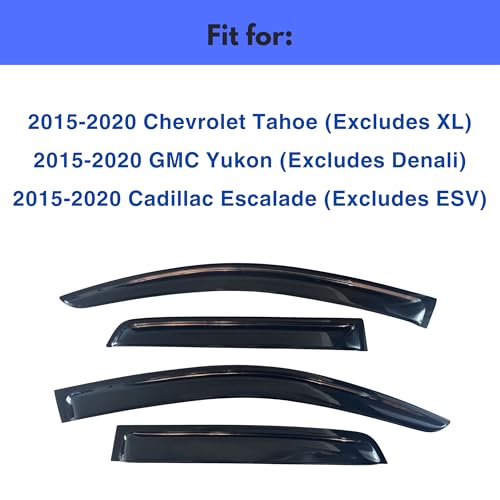 Image of IG Window Visors Fit for 2015-2020 Chevrolet /Chevy Tahoe (Excludes XL), Out-Channel Rain Guards Vent Deflectors 4PC, Car Accessories for 2015-2020 GMC Yukon & Cadillac Escalade (Excludes Denali /ESV)