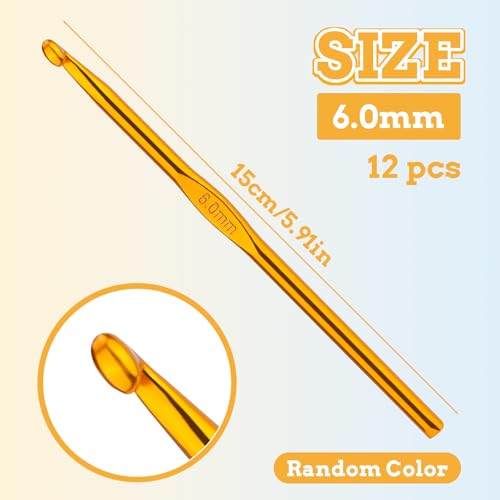 Image of UzecPk 12Pcs Size J / 6.0mm Crochet Hooks, Aluminum Crochet Needles Metal Crochet Hook, Crochet Hook Bulk Crochet Needle for Crocheting Yarn Knitting Scarf Hat