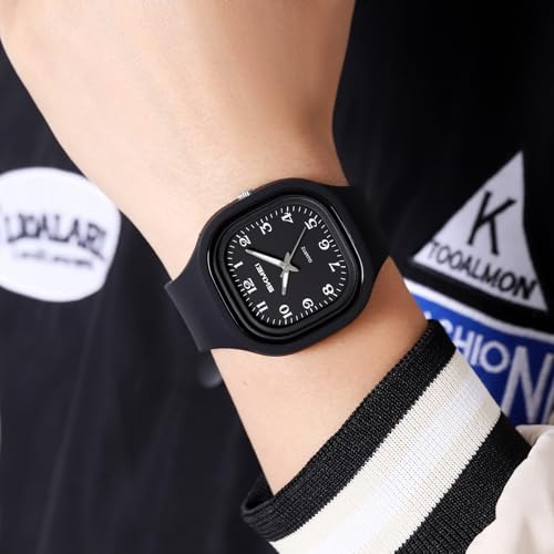 Gosasa Unisex Quartz Watch Minimalist Square Dial Women’s Men’s Casual Sport Analog Quartz Wristwatch with Silicone Strap Multiple Colors3