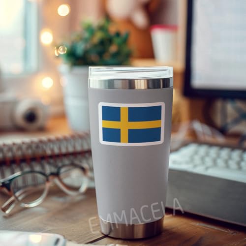 Image of (3PCS) Sweden Flag stickers, Countries Flag Stickers - Waterproof Vinyl Decals For Laptops, Tumblers, Water Bottles, Books, Scrapbooks, Size 3 x 2 Inch