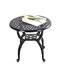Mandolin Outdoor Patio TableRust Resistant Cast Aluminum Side TableWeather Resistant End TableCoffee Table Perfect for Patio Backyard Or GardenW 208 X H185Aluminum Round Black