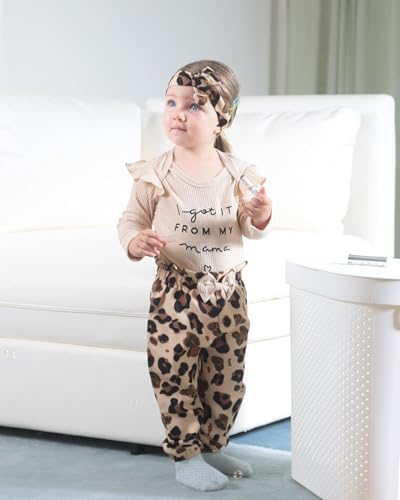 Image of DISAUR Toddler Girl Clothes Cute Leopard Ruffle Sweater Infant Girl Clothes Outfits Long Sleeve Tops Pants Set