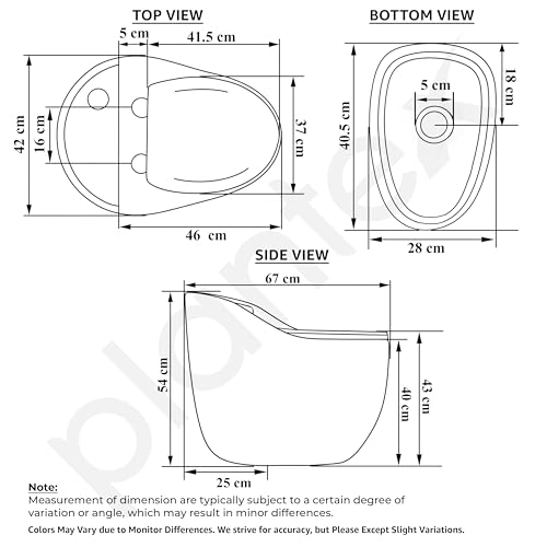 Image of Plantex Platinum Ceramic Rimless Commode /One Piece Western Toilet /Siphonic Flush Western Commode with Soft Close Toilet Seat - S Trap Outlet (White & Grey)