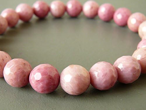 JEWELZ rhodochrosite bracelet women healing bracelet stretch bracelet faceted bracelet pink bead bracelet genuine rhodochrosite gemstones bracelet 8mm