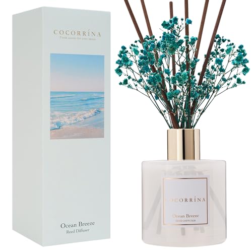 COCORRNA Reed Diffuser - Ocean Breeze Scented Diffuser with 8 Sticks Home Fragrance Reed Diffuser for Bathroom Shelf Decor