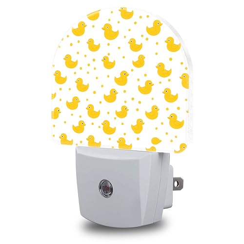 Image of Night Light, Yellow Rubber Ducks Night Lights Plug into Wall Dusk to Dawn Sensor Round Nightlight for Women Men Energy Efficient Led Lamp 0.5W for Stairway Hallway Bedroom