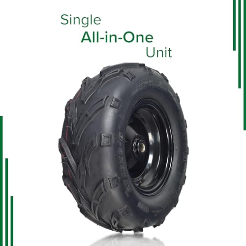 AlveyTech Rear Wheel Assembly for the Coleman KT196 - Tire Replacement, 16x6-8 Steel Rim with Pneumatic V-Tread Tires, 18-Spline Hub Design, Durable 196cc 6.5 Hp Go Kart Parts, Mini Bike Accessories