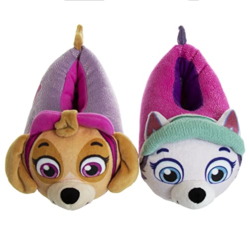 Nickelodeon Girls’ Paw Patrol Slippers – Plush Fuzzy Slippers: Everest, Sky (Toddler/Kid), Size 9/10, Skye/Everest #TOP3
