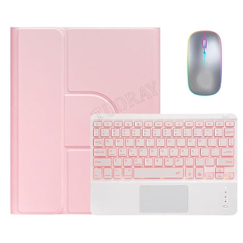 Housse iPad Air 11 M3 2025 en cuir premium rose avec clavier et souris chic