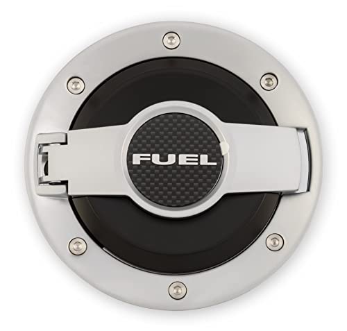 Drake Muscle Cars MO-210001-S Silver/Black Billet Aluminum Fuel Door