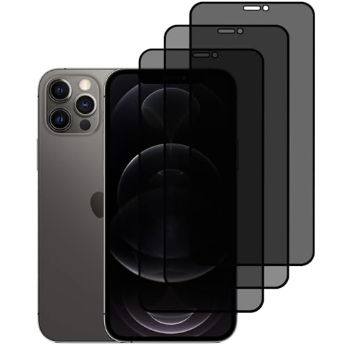 KELOLIN [3 stuks privacy screenprotector voor iPhone 12/12 Pro, hardheid 9H, krasbestendig, anti-spy, van gehard glas, compatibel met iPhone 12/12 Pro