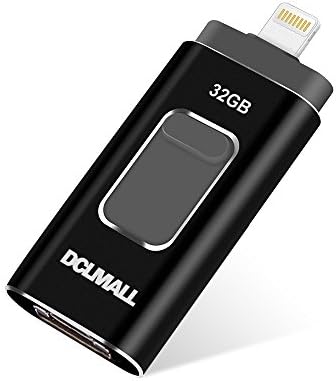 USB Flash Drive for iPhone 32GB - DCLMALL Thumb Drive Memory Storage 3 in 1 Memory Stick External Storage Memory Expansion Compatible with iPhone ipad Android Computers (Black)