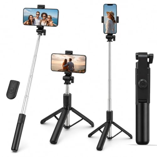 Image of UNBREAKcable 3-in-1 Bluetooth Selfie Stick Tripod with Wireless Remote Bluetooth Selfie Stick (Black, Remote Included) R1
