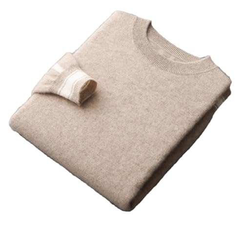 Men Cashmere Pullover for Autumn and O-Collar, Textured Knit Sweater Loose Sweater Loose and Knitted Top for