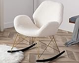 White Rocking Chair Faux Fur Soft Fabric Rocker Chair for Nursery Recliner Lounge Chair Modern Indoo