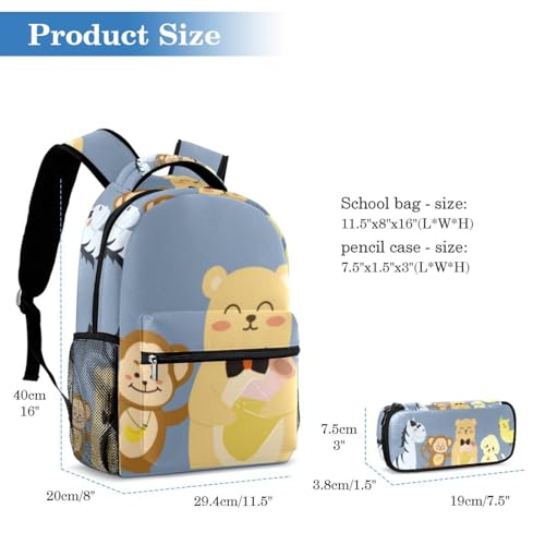 Sacs à dos de jour Lapins Silhouette ensemble de cartable enfant avec trousse multicolore - 2