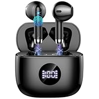 Wireless Earbuds, 2025 Bluetooth 5.4 Headphones Stereo 3D Bass, in Ear Earphones with ENC Noise Cancelling Mics, 40H Playback Ear Buds, IP7 Waterproof with Bluetooth Earbuds Dual LED Display, USB C