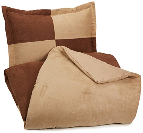 Amazon Basics 2-Piece Two-Tone Microsuede Comforter Set - Twin, Chocolate