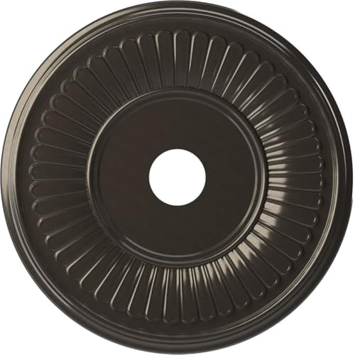 Image of Ekena Millwork CMP22BECCH Berkshire Thermoformed PVC Ceiling Medallion (Fits Canopies up to 10 1 /8 inch), 22 inchOD x 3 1 /2 inchID x 1 inchP, Metallic Charcoal
