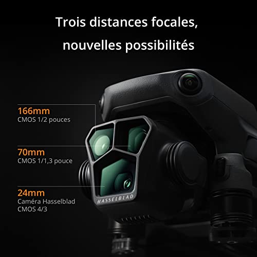 DJI Mavic 3 Pro avec DJI RC (radiocommande avec écran), Drone phare à trois caméra avec caméra Hasselblad CMOS 4/3, Temps de vol 43 min et Transmission vidéo HD 15 km