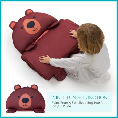 Image of JOIEDOMI Kids Sleeping Bag 4 5 6 Year Old Girl Gifts Toddler Nap Mat with Pillow & Blanket 60 inch x 27 inch for Kids Ages 3+ Soft Plush Sleeping Mat for Preschool and Boys Girls