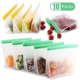 Reusable Food Storage Bags 10 Packs Sustainable Sandwich Bag PEVA Extra Thick Ec...