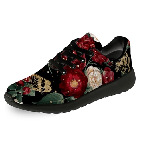 Mens Womens Rose Shoes Lightweight Running Tennis Gym Athletic Shoes Walking Sneakers Gifts for Him Her