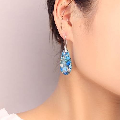 Natural Healing Stone Waterdrop Earrings Crystal Birthstone Dangle Drop Earrings2