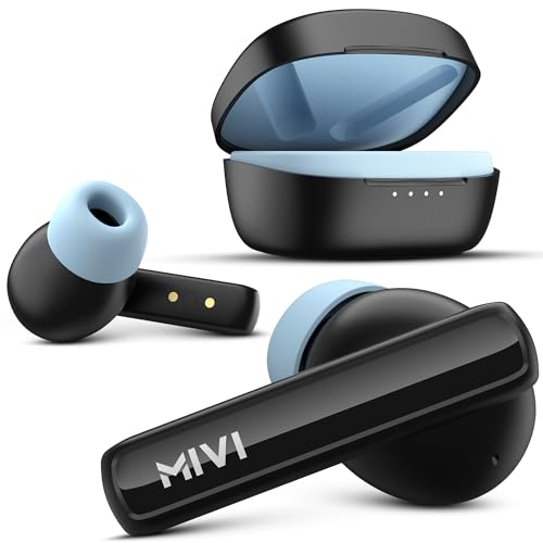 Mivi DuoPods Sync Earbuds [New Launch], 60 Hours Playtime, AI-ENC for HD Calls, 13mm Drivers, IPX 4.0, BT v5.3, Made in India True Wireless Bluetooth Ear Buds view 1