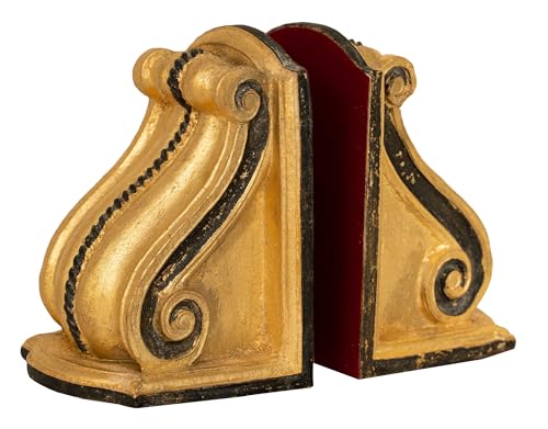 Fermalibri per mensole Oro e Nero L23.5xPR12.5xH18.5 cm - Reggi libri per - legno - Ferma per libreria con finitura oro