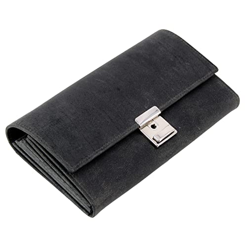 Leather wallet 18.5 cm - brown - classic - lightweight - magnetic - slim - leather - unisex - adults - everyday, grey, Classic