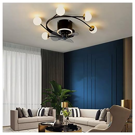 ATEEZ Takfläkt med belysning Vardagsrum Takfläktlampa med fjärrkontroll Modern snygg dimbar taklampa,Black