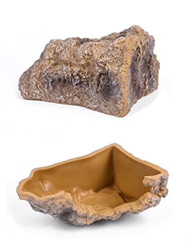 Awxzom Reptile Hideouts Come With Dinosaur Skull Hideout, Reptile Rock Reptile Cave Hideout Habitat Decor Ornament Shelter For Snake Geckos Lizards Bearded Dragon Turtle Snake Amphibians (Middle) #TOP3