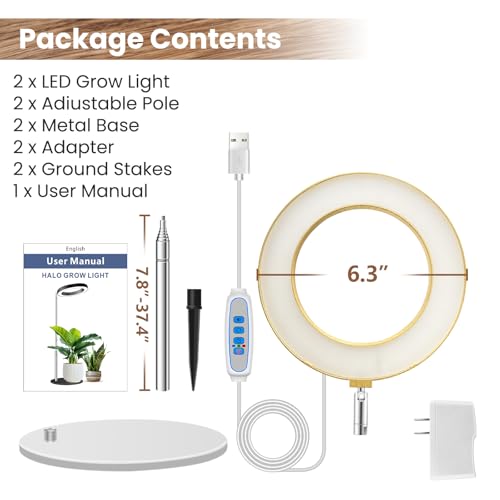 Image of Aokrean Plant Grow Light, Full Spectrum 6.3in Plant Light for Indoor Growing, Height Adjustable 9.8 inch-37.4 inch with Auto Timer 6 /12 /16Hrs, 3 Optional Spectrums, 5 Brightness, Wood Grain Desk Growing Lamp