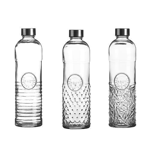 Gourde élégante en verre oriental de 1 l avec bouchon à vis, hermétique, pour eau, jus dans le...