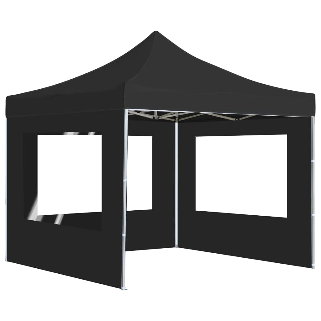 Gazebo pieghevole in alluminio con pareti, 2 x 2 m, grigio