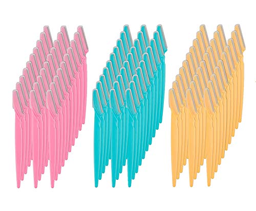 90 Pcs Eyebrow Razor, Eyebrow Razors Multipurpose Exfoliating Dermaplaning Tool Trimming and Shaving Grooming Eyebrow Face Razor and Eyebrow Shaper For Women and Man With Precision Cover,3 Colors