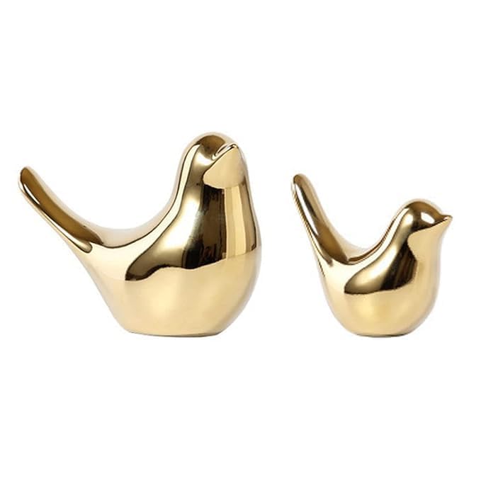 DREWIT STAR Small Animal Statues Home Ceramic Decor Animal Figurines Cute Bathroom Decor Ceramic Birds Modern Love Birds Statue Birds Sculpture Ornaments for Living Room Home Table Decorations (2Pcs)
