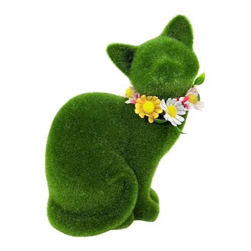 Baoblaze Statua in resina di gatto floccato, statuetta in miniatura di gattino, figura animale da scrivania per prato, sala da pranzo, giardino, apertura di