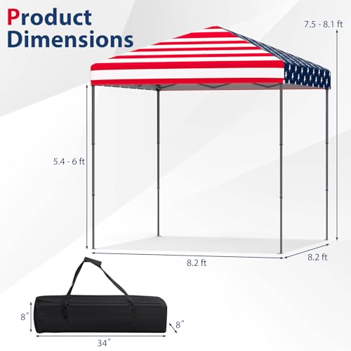 Image of Tangkula 6.6x6.6 Ft Pop Up Canopy, 1 Person Instant Setup Portable Canopy Tent with Center Lock, UPF 50+ Sun Protection, 8 Stakes, 4 Ropes, Carrying Bag