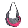 Dog Carrier Sling Breathable Mesh Hand Free Shoulder Tote Bag for Puppy Small Animals 4-8lb Adjustable Padded Shoulder Strap with Front Pocket Dog Carry Outdoor Walking Travel (Rose Red+Grey) #4