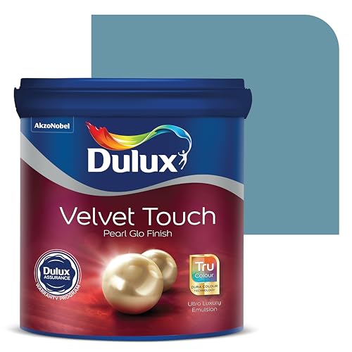 Image of Dulux Velvet Touch Pearl GLO Interior Emulsion Paint (20L, Blue Jay) - Luxurious soft-sheen wall paint, highly durable, washable, rich, intense colors, with 6-year warranty