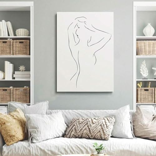 Toile décoration salle de bain affiche silhouette chic 50x70