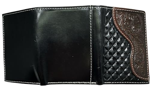 Custom Rugged Cross Nocona Black Cherry Tooled Tri-fold Wallet4