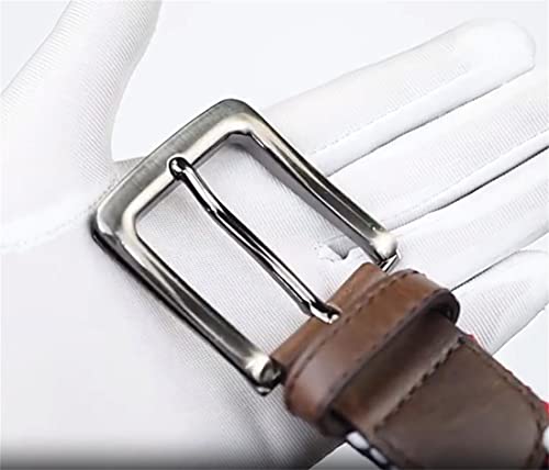 Casual Mens Belts Zinc Alloy Buckle Stretch Braided Web Colorful Woven Elastic Belt Width 1.37" / Fit Waist 24"-35"3