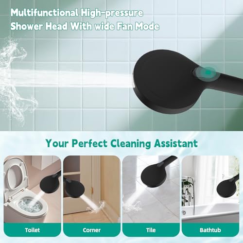 Hibbent High Pressure 10 Spray Filtered Handheld Shower Head, Matte Black - image 6
