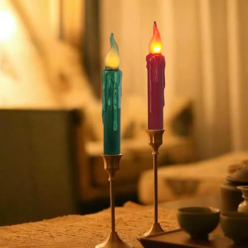Image of LED Flameless Short Taper Candles with Remote, 6.7 Inch Christmas Candlesticks Dripless Battery Operated Flame for Fireplace Holiday Decor, Pack of 4
